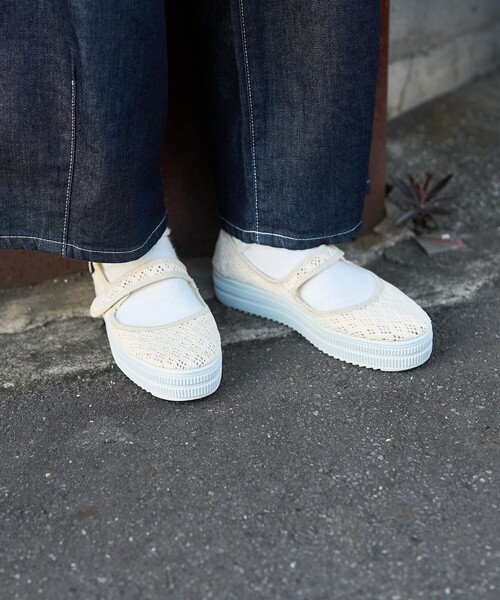 FREAK'S STORE(フリークスストア)の「Alberola × FREAK'S STORE/アルベローラ 別注 メッシュ メリージェーン フラットシューズ(バレエシューズ・レディース・ナチュラル/ブラック・38/36/37)」の6枚目の写真