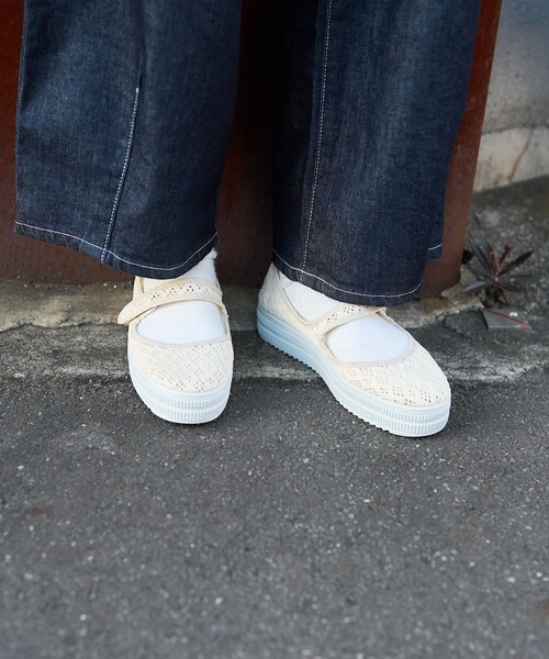 FREAK'S STORE(フリークスストア)の「Alberola × FREAK'S STORE/アルベローラ 別注 メッシュ メリージェーン フラットシューズ(バレエシューズ・レディース・ナチュラル/ブラック・38/36/37)」の8枚目の写真