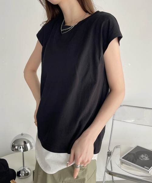 Ada.(エイダ)の「フレンチスリーブ テールカット カットソー(Tシャツ/カットソー・レディース・オフホワイト/ブラック/グリーン系その他/チャコール・FREE)」の20枚目の写真