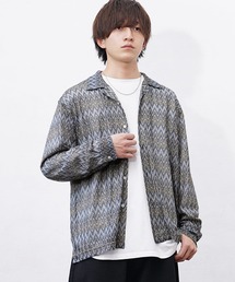 【MinoriTY】バルファレースシアー長袖シャツ オーバーサイズシャツ ビッグシルエット シアートップス 透かし編み メンズ 秋服