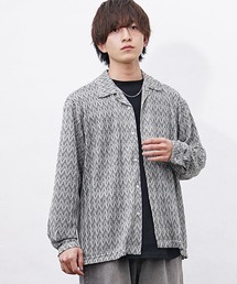 【MinoriTY】バルファレースシアー長袖シャツ オーバーサイズシャツ ビッグシルエット シアートップス 透かし編み メンズ 秋服