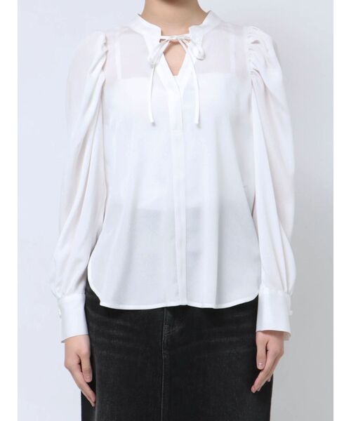 LAGUNAMOON（ラグナムーン）の「タックスリーブシフォンブラウス（シャツ/ブラウス・レディース・ライトグレー/アイボリー/ホワイト・FREE）」の5枚目の写真