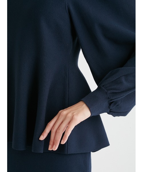 極美品CELFORD セルフォード ペプラム ワンピース ネイビー 36 CELFORD（セルフォード）の「ペプラムニットセットアップ