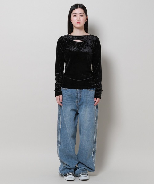 3.3 Field Trip (3.3フィールドトリップ)の「3.3 Field Trip/ベロアロングスリーブT 2100001(Tシャツ/カットソー・レディース・ブラック/グレー・FREE)」の16枚目の写真