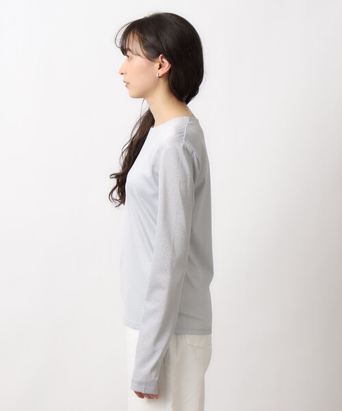 OPAQUE.CLIP（オペークドットクリップ）の「◆ラメジャージ ラウンドトップス【ストレッチ/洗濯機洗い可】（Tシャツ/カットソー・レディース・シルバー系5/サックスブルー系5/ベージュ系5・36/38/40/42）」の20枚目の写真