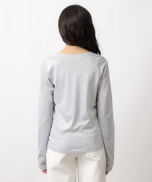 OPAQUE.CLIP（オペークドットクリップ）の「◆ラメジャージ ラウンドトップス【ストレッチ/洗濯機洗い可】（Tシャツ/カットソー・レディース・シルバー系5/サックスブルー系5/ベージュ系5・36/38/40/42）」の15枚目の写真
