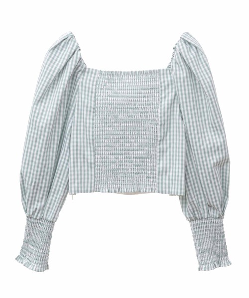 31 Sons de mode(トランテアン ソン ドゥ モード)の「シャーリングパフブラウス(シャツ/ブラウス・レディース・ライトグリーン/ホワイト×ブラック/ブラック・38/36)」の10枚目の写真