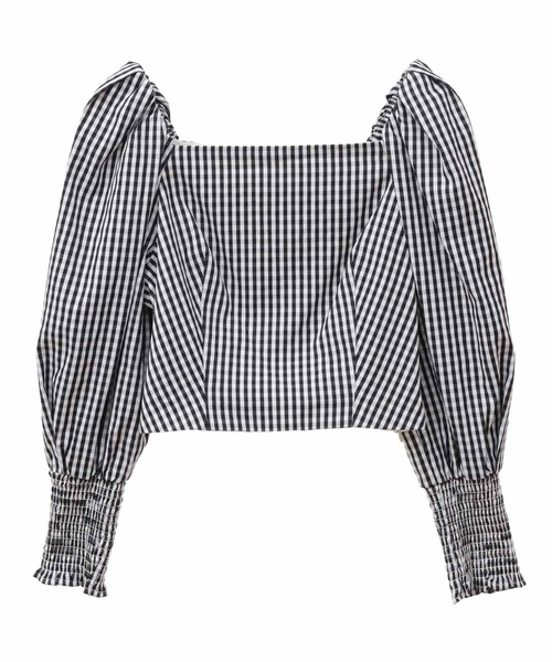 31 Sons de mode(トランテアン ソン ドゥ モード)の「シャーリングパフブラウス(シャツ/ブラウス・レディース・ライトグリーン/ホワイト×ブラック/ブラック・38/36)」の12枚目の写真