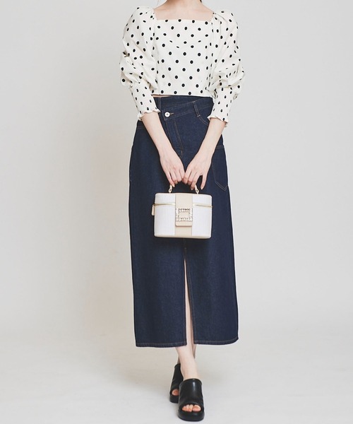 31 Sons de mode(トランテアン ソン ドゥ モード)の「シャーリングパフブラウス(シャツ/ブラウス・レディース・ライトグリーン/ホワイト×ブラック/ブラック・38/36)」の16枚目の写真