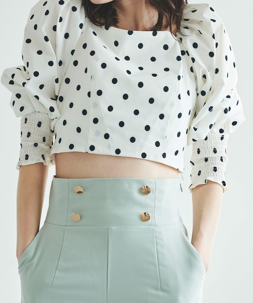 31 Sons de mode(トランテアン ソン ドゥ モード)の「シャーリングパフブラウス(シャツ/ブラウス・レディース・ライトグリーン/ホワイト×ブラック/ブラック・38/36)」の22枚目の写真