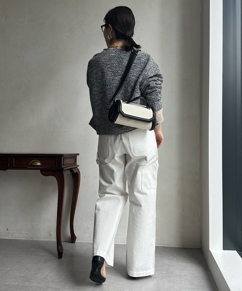 DouDou（ドゥドゥ）の「ライトツイードジャケット（ノーカラージャケット・レディース・ブラック/オフホワイト/ブラック系その他・FREE）」の7枚目の写真