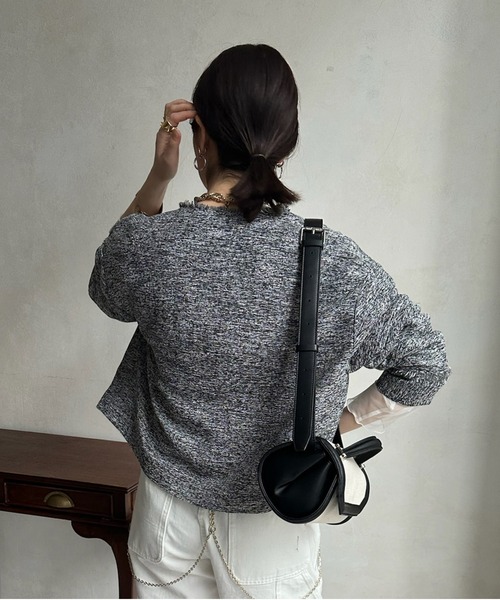 DouDou（ドゥドゥ）の「ライトツイードジャケット（ノーカラージャケット・レディース・ブラック/オフホワイト/ブラック系その他・FREE）」の11枚目の写真