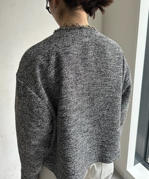 DouDou（ドゥドゥ）の「ライトツイードジャケット（ノーカラージャケット・レディース・ブラック/オフホワイト/ブラック系その他・FREE）」の17枚目の写真