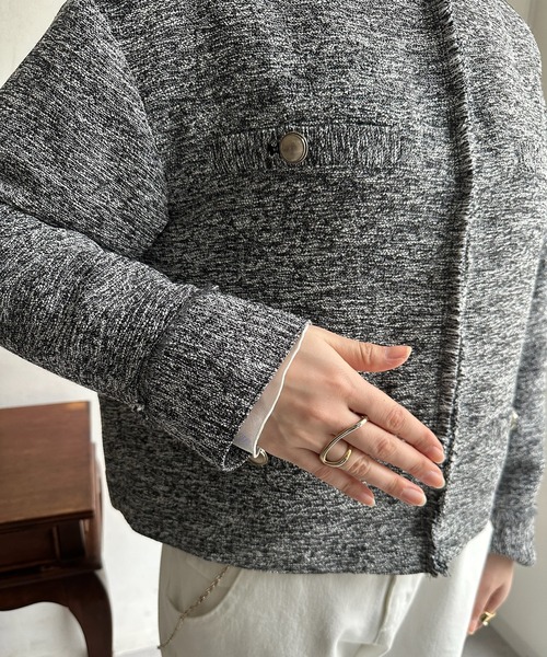 DouDou（ドゥドゥ）の「ライトツイードジャケット（ノーカラージャケット・レディース・ブラック/オフホワイト/ブラック系その他・FREE）」の20枚目の写真