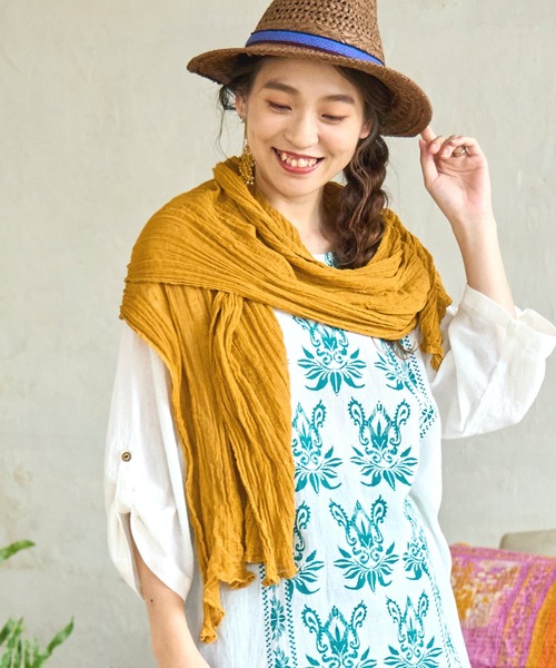 チャイハネ（チャイハネ）の「【チャイハネ】インド綿ナチュラルストール（ストール/ショール・レディース・ブルー系その他/レッド系その他/オレンジ系その他/グレー系その他/ナチュラル・FREE）」の5枚目の写真