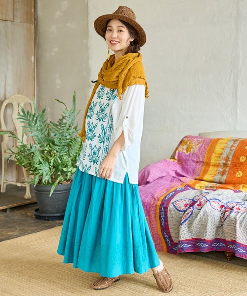 チャイハネ（チャイハネ）の「【チャイハネ】インド綿ナチュラルストール（ストール/ショール・レディース・ブルー系その他/レッド系その他/オレンジ系その他/グレー系その他/ナチュラル・FREE）」の14枚目の写真