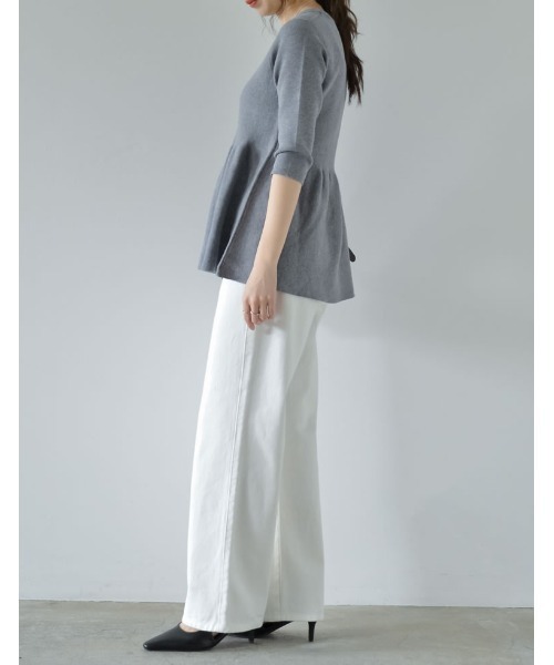 Re:EDIT（リエディ）の「[2024SS COLLECTION]七分袖ミラノリブペプラムニットトップス（ニット/セーター・レディース・ブラック/ホワイト/ライトグレー/キャメル・MEDIUM/LARGE）」の21枚目の写真
