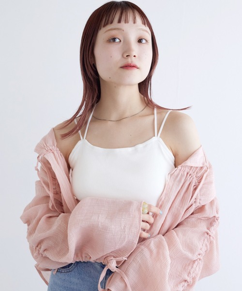 w closet（ダブルクローゼット）の「カップ付きキャミソール（キャミソール・レディース・ブラック/イエロー系その他/ピンク系その他/ブラック×ホワイト/オフホワイト・FREE）」の9枚目の写真