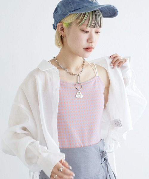 w closet（ダブルクローゼット）の「カップ付きキャミソール（キャミソール・レディース・ブラック/イエロー系その他/ピンク系その他/ブラック×ホワイト/オフホワイト・FREE）」の20枚目の写真