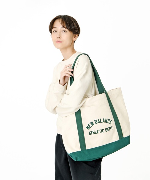 NEW BALANCE（ニューバランス）の「キャンバストート（エコバッグ/サブバッグ・メンズ・ライトブラウン/グリーン・ONE SIZE）」の7枚目の写真