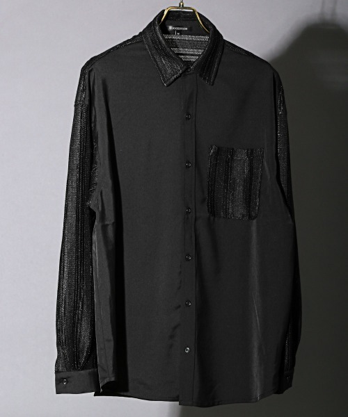 LUXSTYLE(ラグスタイル)の「レースコンビシャツ(シャツ/ブラウス・メンズ・ブラック/ホワイト・M/L)」の2枚目の写真