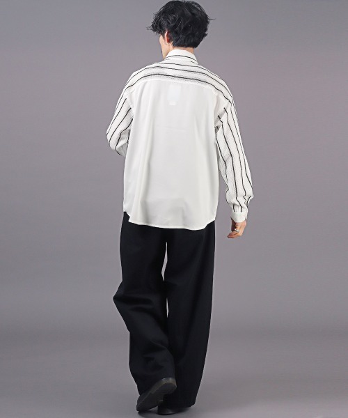 LUXSTYLE(ラグスタイル)の「レースコンビシャツ(シャツ/ブラウス・メンズ・ブラック/ホワイト・M/L)」の7枚目の写真