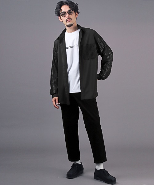 LUXSTYLE(ラグスタイル)の「レースコンビシャツ(シャツ/ブラウス・メンズ・ブラック/ホワイト・M/L)」の9枚目の写真