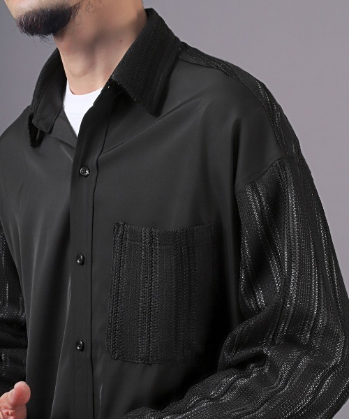 LUXSTYLE(ラグスタイル)の「レースコンビシャツ(シャツ/ブラウス・メンズ・ブラック/ホワイト・M/L)」の15枚目の写真