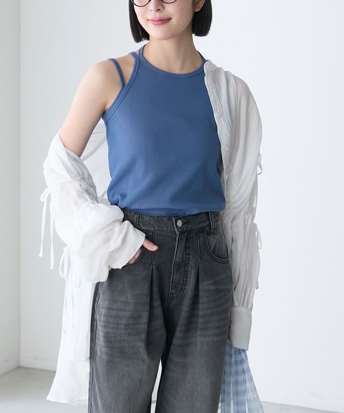 forksy.(フォルクシー)の「【forksy.】テレコホルターネックカットアウトキャミソール(キャミソール・レディース・ブラック/ブルー/オフホワイト/ラベンダー/イエロー・FREE)」の21枚目の写真