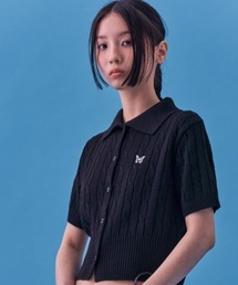 A'GEM/9 × .kom 『 FANCY CLUB/ファンシークラブ』 CABLE KNIT CROP CARDIGAN/ケーブルニットクロップカーディガン