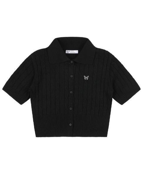カーディガン A'GEM/9 × .kom 「 FANCY CLUB/ファンシークラブ」 CABLE KNIT CROP CARDIGAN/ケーブルニ FANCY CLUB カーディガン A'GEM/9 × .kom 「 CLUB/ファンシー