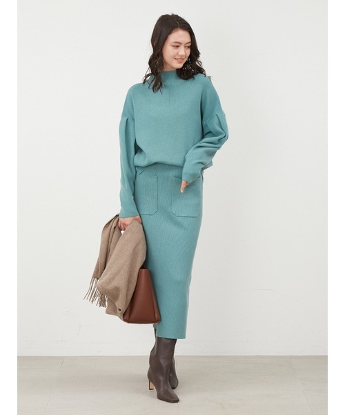 セットアップ対応ニットプリーツスカート(ニットスカート)｜スカート ミラオーウェン Mila Owen ワンピースセットアップ サイズ ★ミラオーウェンMilaOwenライトグリーン ニットセットアップ スカート★