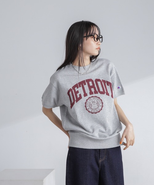 RHC×Championコットン混 半袖 スウェットシャツ グレー　Ｌ RHC×Championコットン混 半袖 スウェットシャツ グレー L RHC