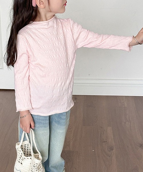 aimoha(アイモハ)の「【aimoha-KIDS-】シワ感長袖トップス(Tシャツ/カットソー・キッズ・オフホワイト/グリーン/ブルー/パープル/ピンク・90/100/110/120/130/140)」の5枚目の写真