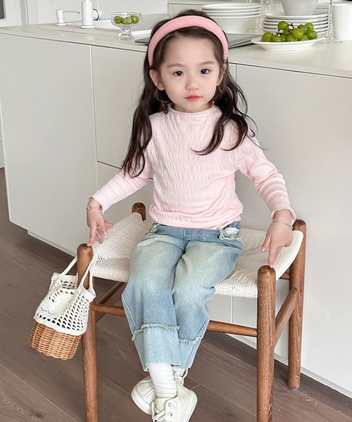 aimoha(アイモハ)の「【aimoha-KIDS-】シワ感長袖トップス(Tシャツ/カットソー・キッズ・オフホワイト/グリーン/ブルー/パープル/ピンク・90/100/110/120/130/140)」の9枚目の写真