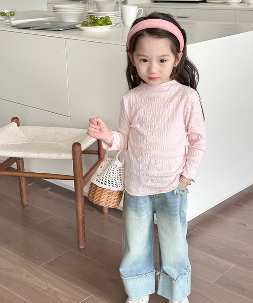 aimoha(アイモハ)の「【aimoha-KIDS-】シワ感長袖トップス(Tシャツ/カットソー・キッズ・オフホワイト/グリーン/ブルー/パープル/ピンク・90/100/110/120/130/140)」の8枚目の写真