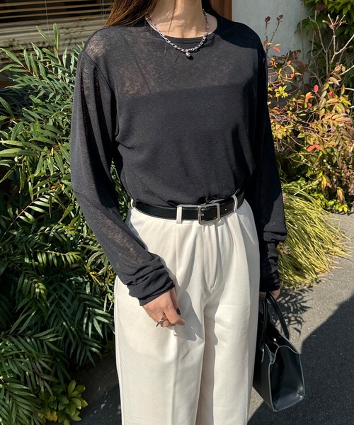 LE MORE（リモア）の「ラウンドネックシアーロンT（Tシャツ/カットソー・レディース・ブラック/ピンク/ホワイト・FREE）」の17枚目の写真