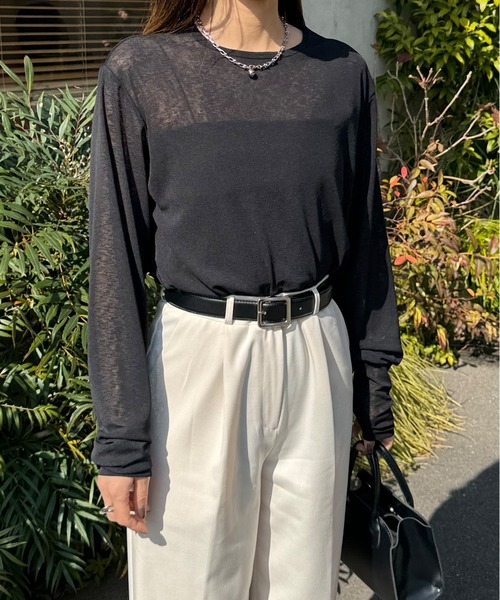 LE MORE（リモア）の「ラウンドネックシアーロンT（Tシャツ/カットソー・レディース・ブラック/ピンク/ホワイト・FREE）」の16枚目の写真