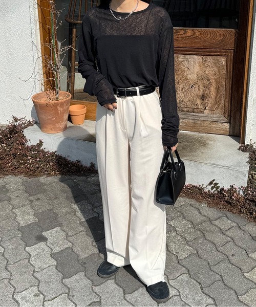 LE MORE（リモア）の「ラウンドネックシアーロンT（Tシャツ/カットソー・レディース・ブラック/ピンク/ホワイト・FREE）」の15枚目の写真