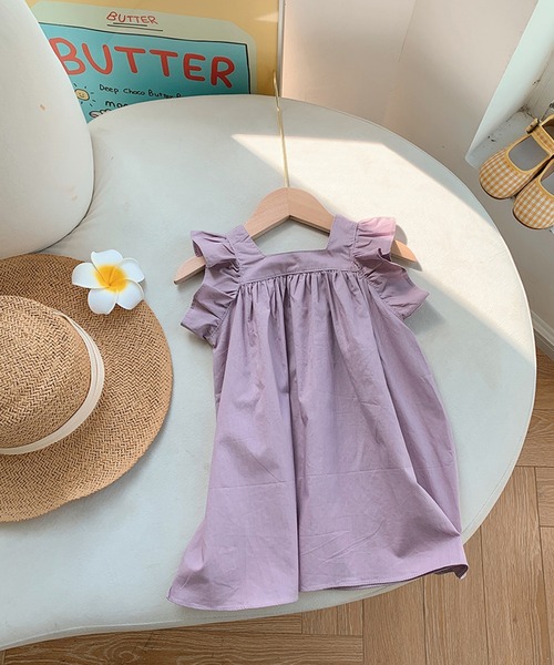 aimoha（アイモハ）の「【aimoha-KIDS-】フリルショルダーワンピース (SS)（ワンピース・キッズ・パープル/ホワイト・90/100/110/120/130/140）」の2枚目の写真