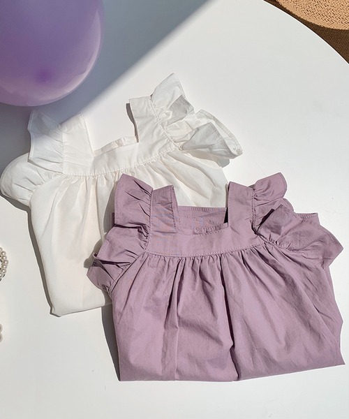 aimoha（アイモハ）の「【aimoha-KIDS-】フリルショルダーワンピース (SS)（ワンピース・キッズ・パープル/ホワイト・90/100/110/120/130/140）」の14枚目の写真