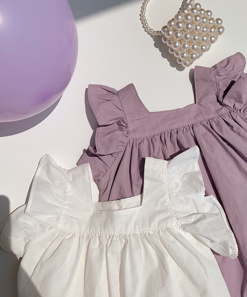aimoha（アイモハ）の「【aimoha-KIDS-】フリルショルダーワンピース (SS)（ワンピース・キッズ・パープル/ホワイト・90/100/110/120/130/140）」の15枚目の写真