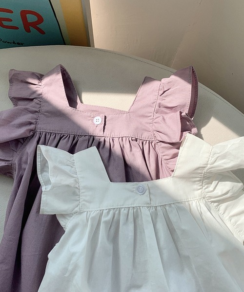 aimoha（アイモハ）の「【aimoha-KIDS-】フリルショルダーワンピース (SS)（ワンピース・キッズ・パープル/ホワイト・90/100/110/120/130/140）」の10枚目の写真
