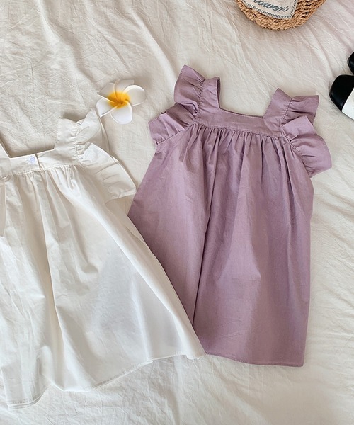 aimoha（アイモハ）の「【aimoha-KIDS-】フリルショルダーワンピース (SS)（ワンピース・キッズ・パープル/ホワイト・90/100/110/120/130/140）」の12枚目の写真
