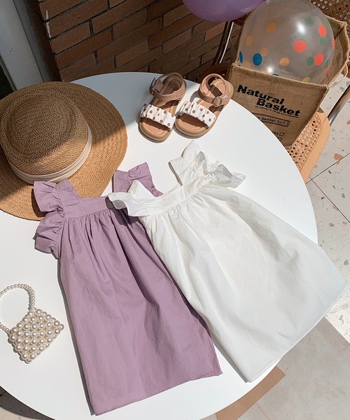 aimoha（アイモハ）の「【aimoha-KIDS-】フリルショルダーワンピース (SS)（ワンピース・キッズ・パープル/ホワイト・90/100/110/120/130/140）」の13枚目の写真