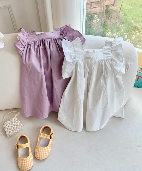 aimoha（アイモハ）の「【aimoha-KIDS-】フリルショルダーワンピース (SS)（ワンピース・キッズ・パープル/ホワイト・90/100/110/120/130/140）」の16枚目の写真