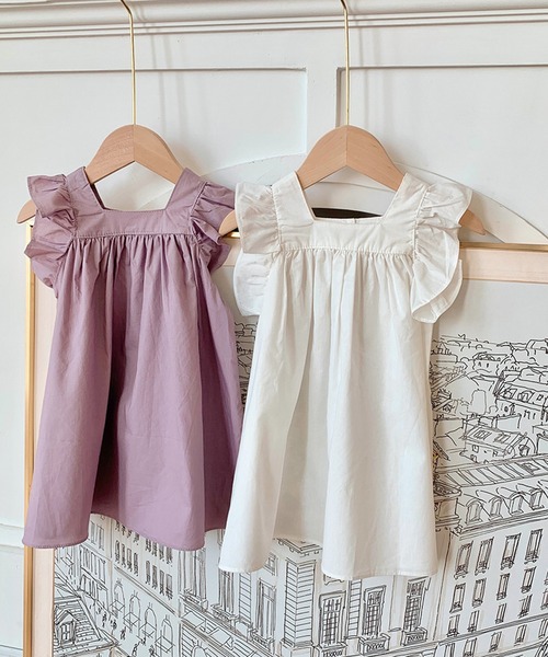 aimoha（アイモハ）の「【aimoha-KIDS-】フリルショルダーワンピース (SS)（ワンピース・キッズ・パープル/ホワイト・90/100/110/120/130/140）」の17枚目の写真