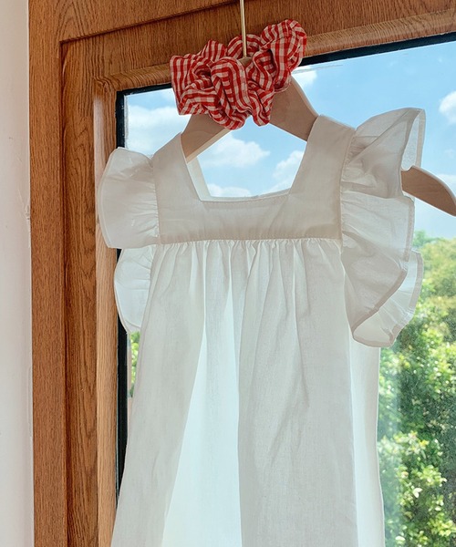 aimoha（アイモハ）の「【aimoha-KIDS-】フリルショルダーワンピース (SS)（ワンピース・キッズ・パープル/ホワイト・90/100/110/120/130/140）」の3枚目の写真