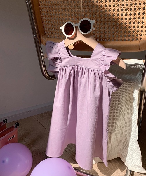 aimoha（アイモハ）の「【aimoha-KIDS-】フリルショルダーワンピース (SS)（ワンピース・キッズ・パープル/ホワイト・90/100/110/120/130/140）」の7枚目の写真