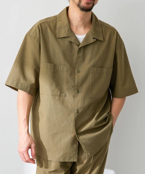 URBAN RESEARCH Sonny Label(アーバンリサーチサニーレーベル)の「『吸水速乾/接触冷感/イージーケア』マルチ機能リサイクルファブリックオープンカラーシャツ(シャツ/ブラウス・メンズ・ネイビー/カーキ/ブラック・MEDIUM/LARGE)」の1枚目の写真